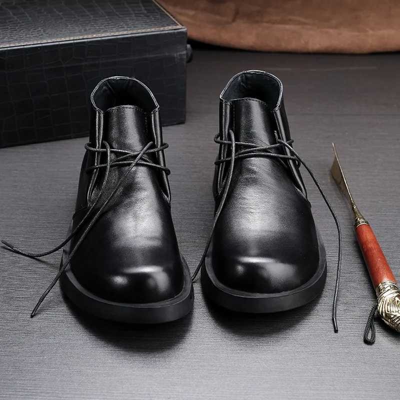 خمر جلد طبيعي الرجال الكاحل ال - مراجعة Men Formal Wear With Boots وسعره